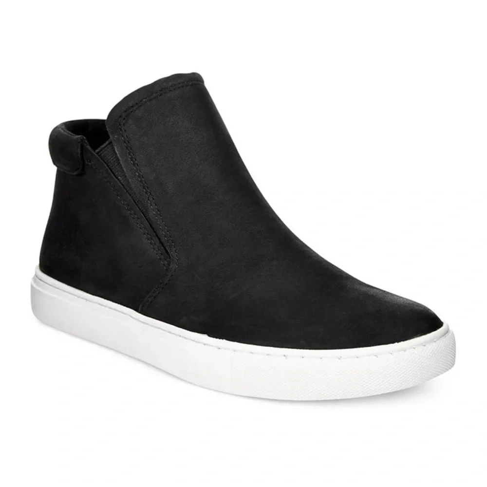 Kenneth Cole Kalvin High Top Slip On Sneaker Leather Shoetie 9.5 Black
